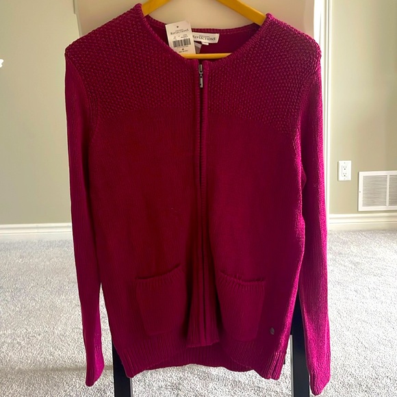 Women’s Pink (Magenta) Full Zipper Knit Cardigan, size medium . - Picture 1 of 4
